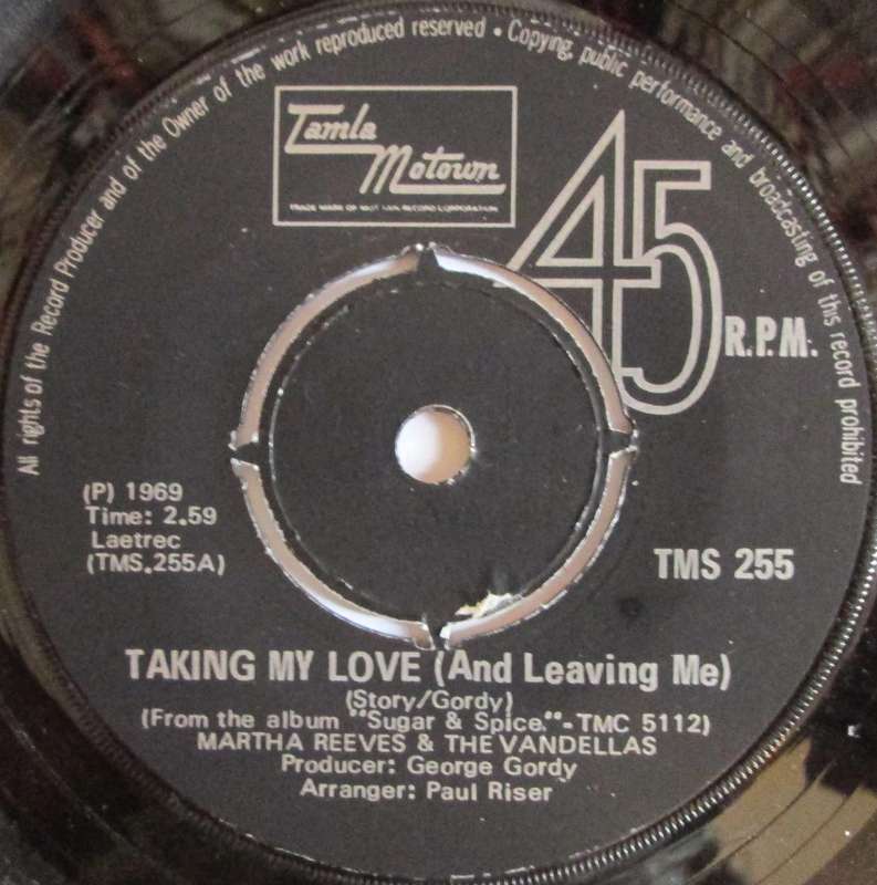 MARTHA REEVES & THE VANDELLAS - TAKING MY LOVE / HEARTLESS (7 SINGLE/VINYL)