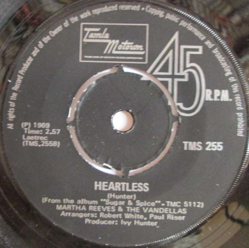 MARTHA REEVES & THE VANDELLAS - TAKING MY LOVE / HEARTLESS (7 SINGLE/VINYL)