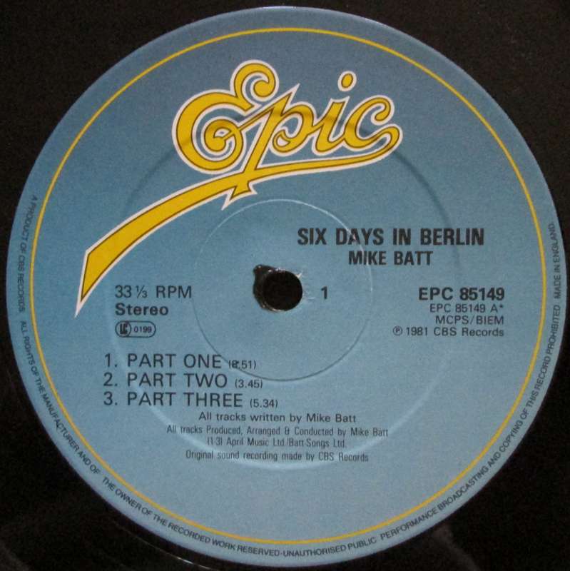MIKE BATT - SIX DAYS IN BERLIN (LP/VINYL)