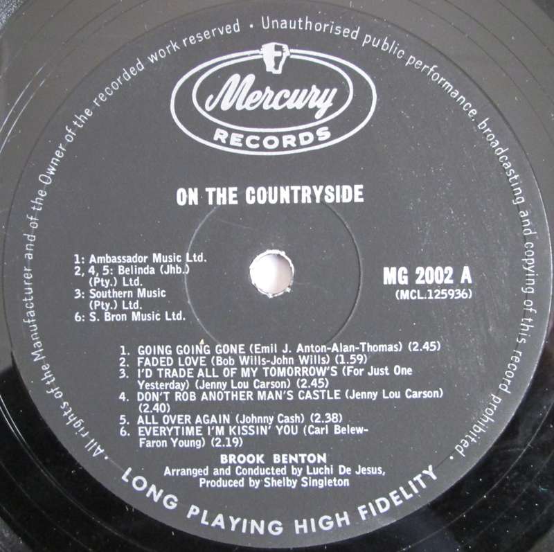 BROOK BENTON - ON THE COUNTRYSIDE (LP/VINYL)
