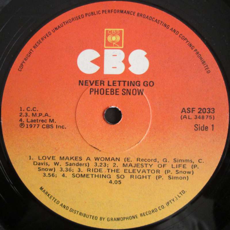 PHOEBE SNOW - NEVER LETTING GO (LP/VINYL)