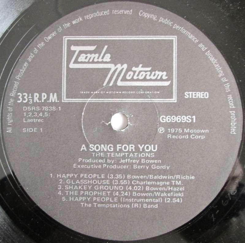 THE TEMPTATIONS - A SONG FOR YOU (LP/VINYL)