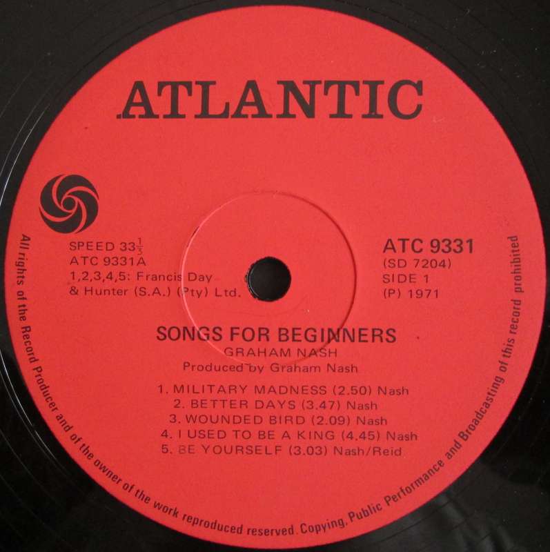 GRAHAM NASH - SONGS FOR BEGINNERS (LP/VINYL)