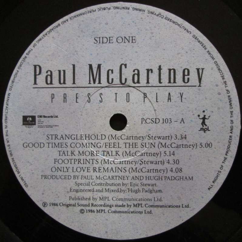 PAUL McCARTNEY - PRESS TO PLAY (LP/VINYL)