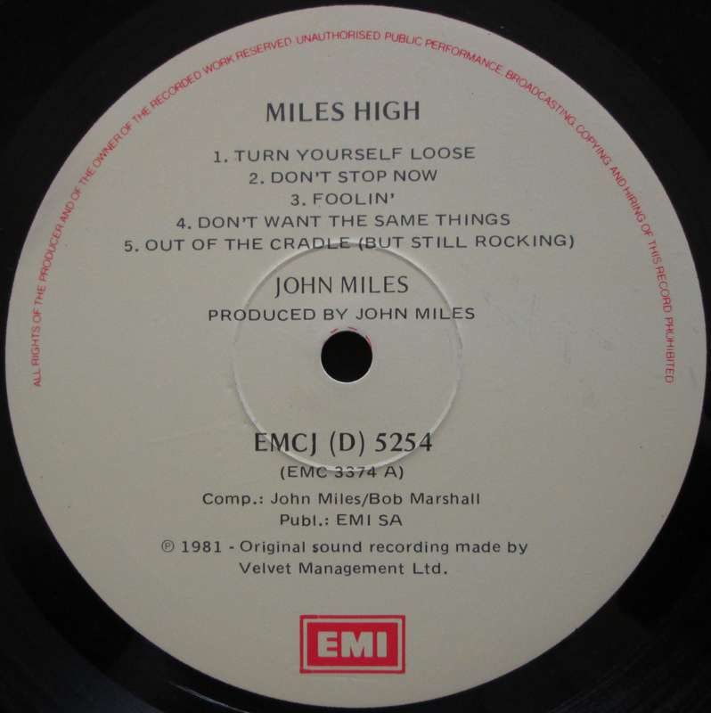 JOHN MILES - MILES HIGH (LP/VINYL)