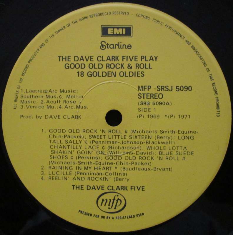 THE DAVE CLARK FIVE - THE DAVE CLARK FIVE PLAYS GOOD OLD ROCK and ROLL (LP/VINYL)