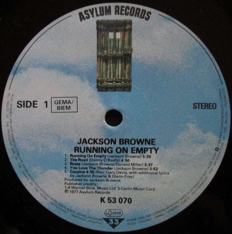 JACKSON BROWNE - RUNNING ON EMPTY (LP/VINYL)