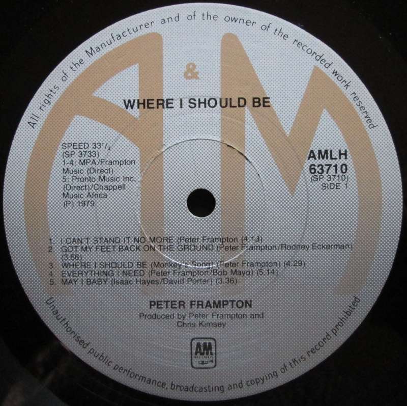 PETER FRAMPTON - WHERE I SHOULD BE (LP/VINYL)