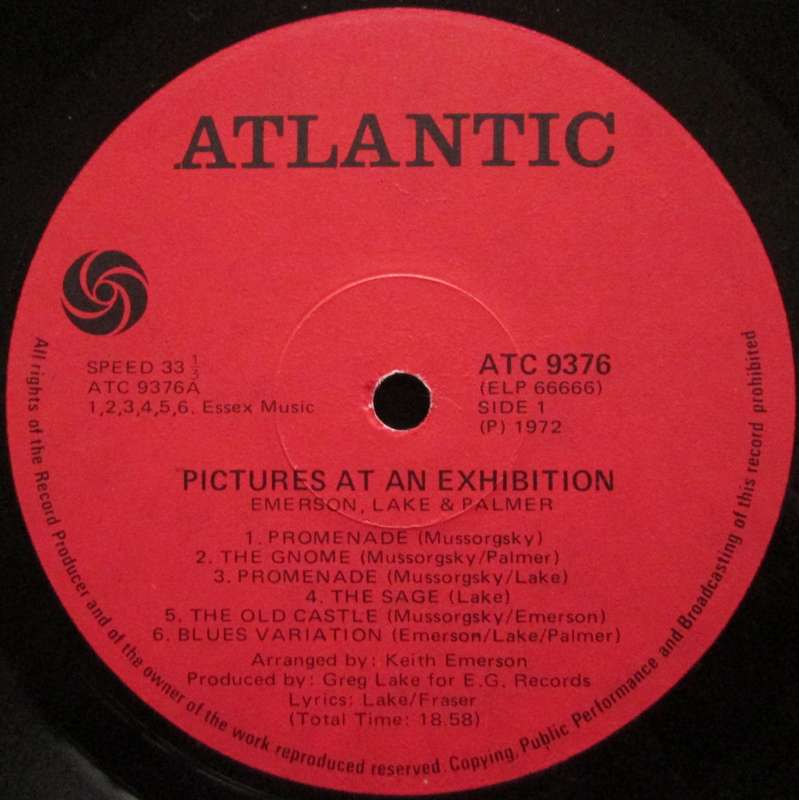 EMERSON, LAKE and PALMER - PICTURES AT AN EHXIBITION (LP/VINYL)