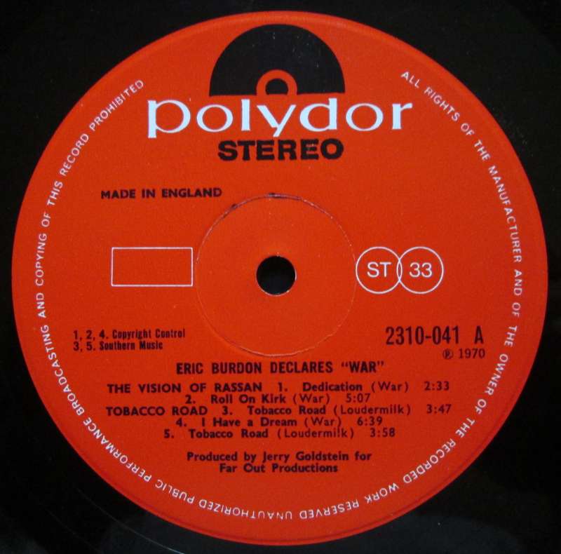 WAR - ERIC BURDON DECLARES WAR (LP/VINYL)
