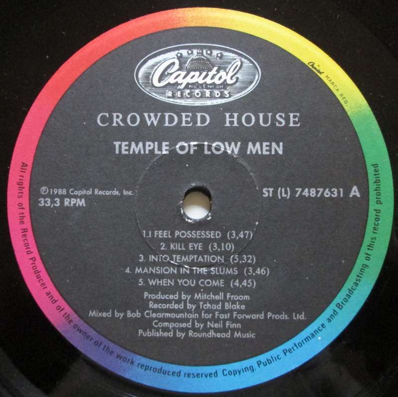 CROWDED HOUSE - TEMPLE OF LOW MEN  (LP/VINYL)