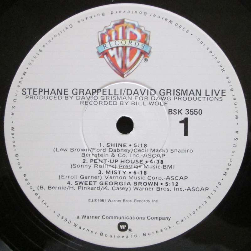 STEPHANE GRAPPELLI / DAVID GRISMAN - LIVE  (LP/VINYL)