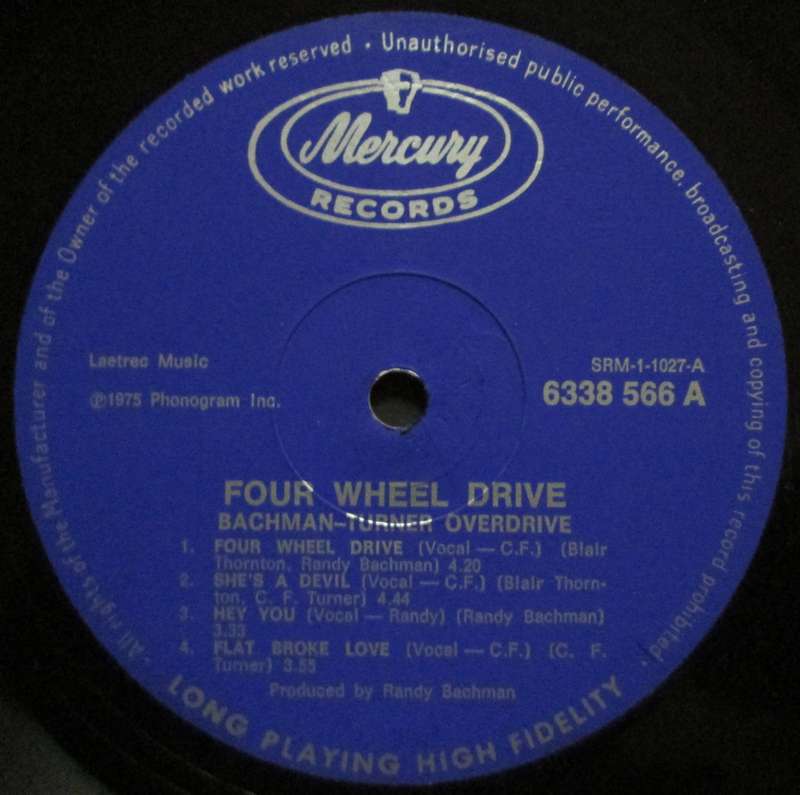 BACHMAN-TURNER OVERDRIVE - FOUR WHEEL DRIVE   (LP/VINYL)