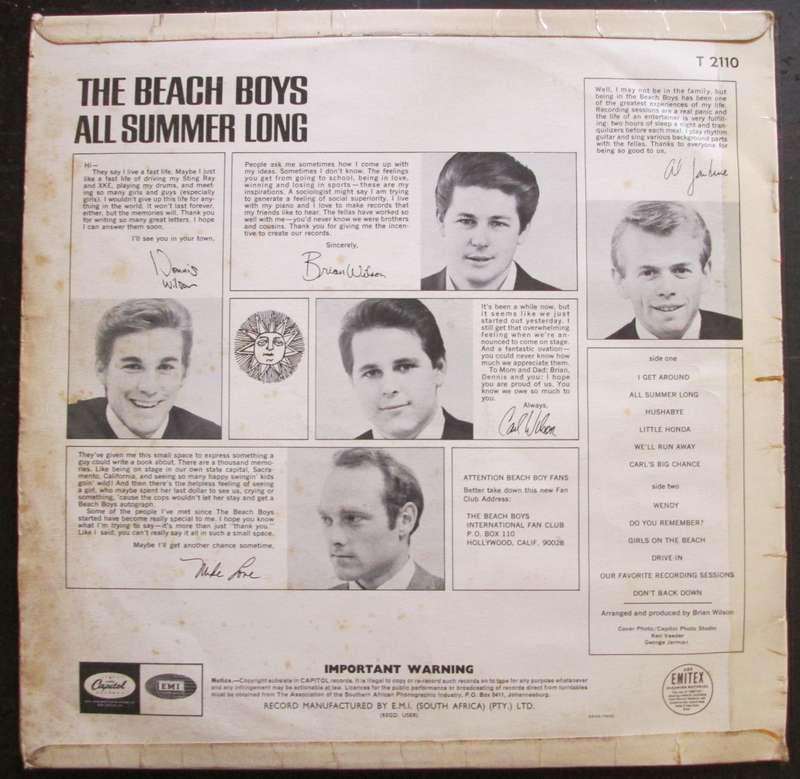THE BEACH BOYS - ALL SUMMER LONG   (LP/VINYL)