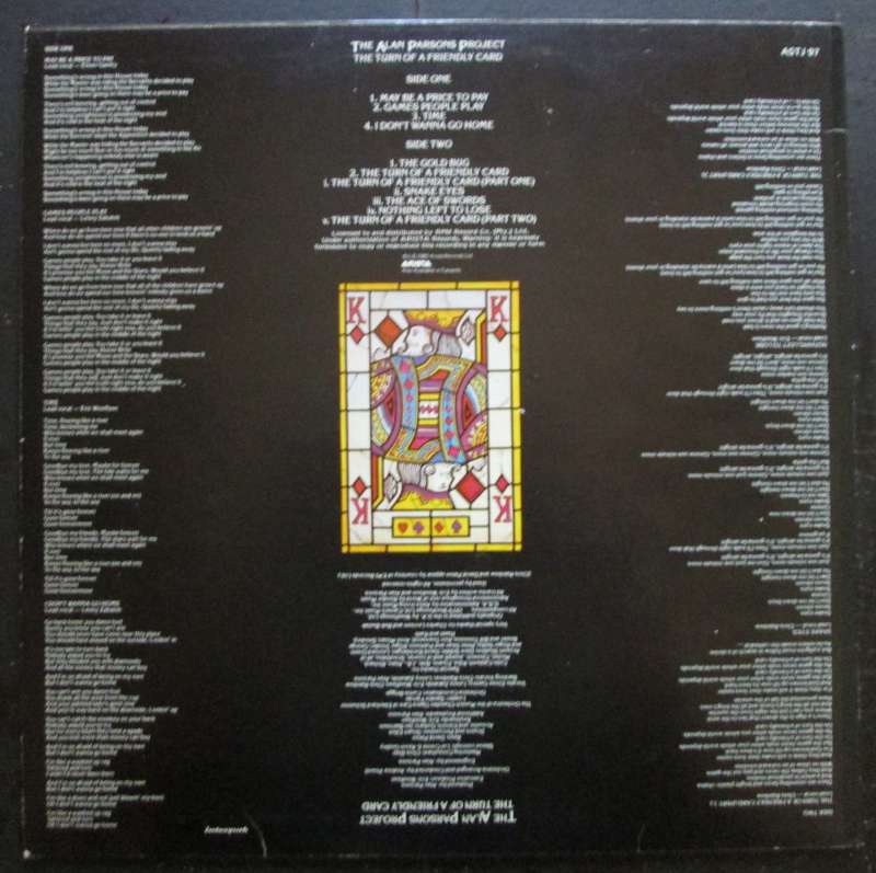THE ALAN PARSONS PROJECT - THE TURN OF A FRIENDLY CARD   (LP/VINYL)