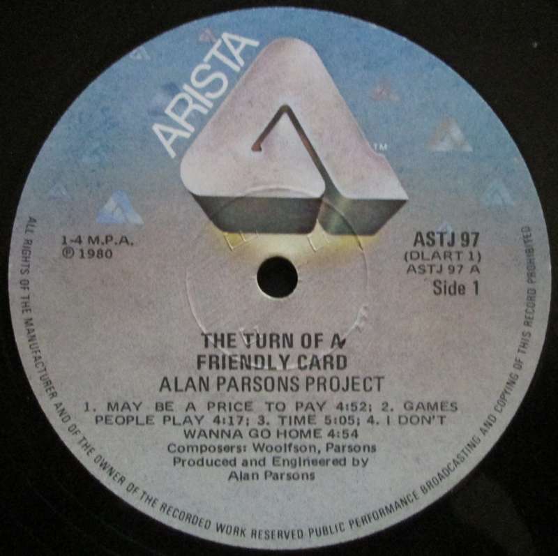 THE ALAN PARSONS PROJECT - THE TURN OF A FRIENDLY CARD   (LP/VINYL)