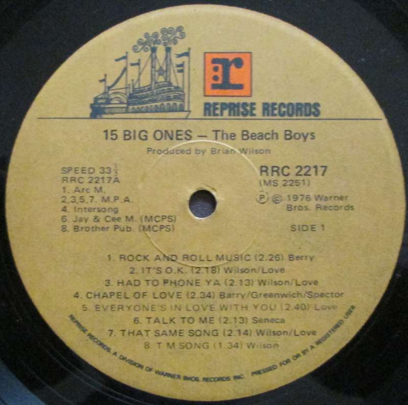 THE BEACH BOYS - 15 BIG ONES   (LP/VINYL)