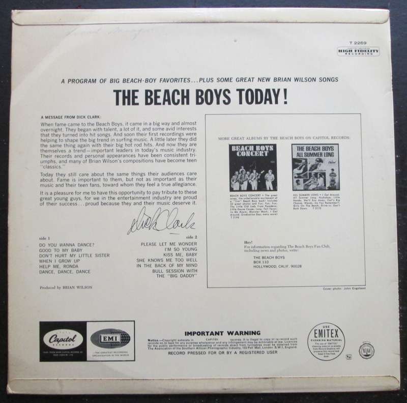 THE BEACH BOYS - THE BEACH BOYS TODAY!   (LP/VINYL)