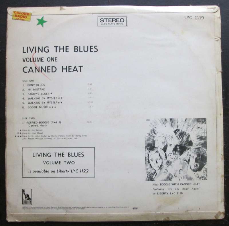 CANNED HEAT - LIVING THE BLUES  VOL. ONE (LP/VINYL)