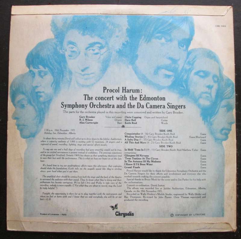 PROCOL HARUM - LIVE IN CONCERT WITH THE EDMONTON SYMPHONY ORCHESTRA  (LP/VINYL)