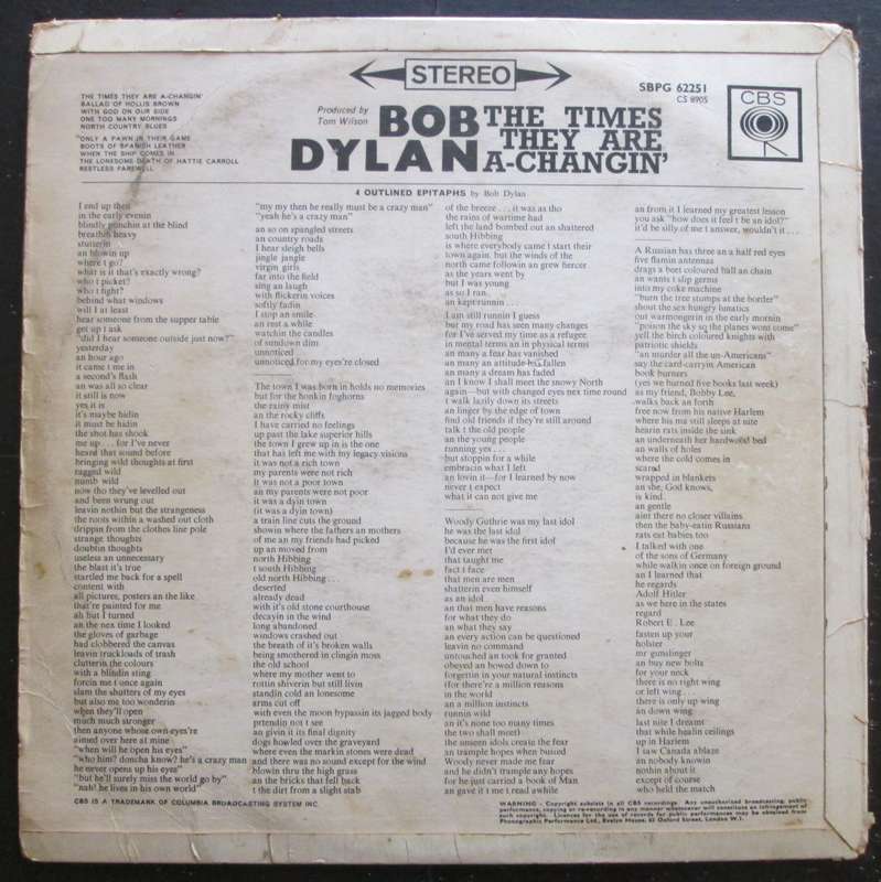 BOB DYLAN - THE TIMES THEY ARE A-CHANGIN  (LP/VINYL)