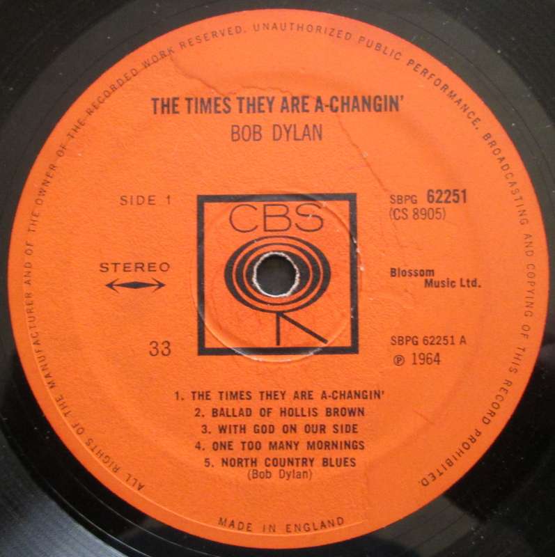 BOB DYLAN - THE TIMES THEY ARE A-CHANGIN  (LP/VINYL)