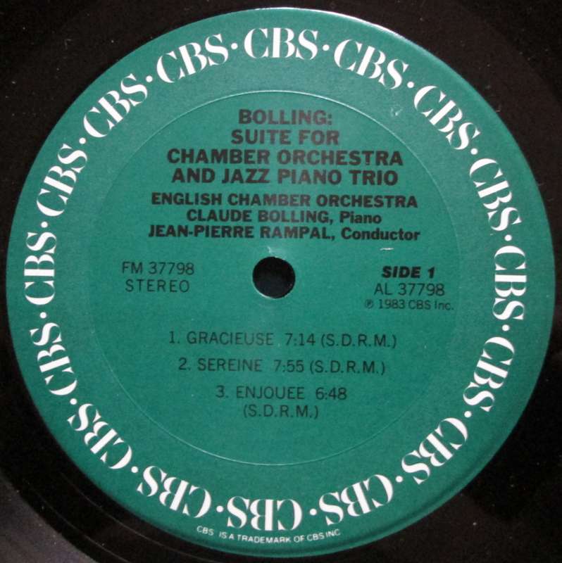 CLAUDE BOLLING - SUITE FOR CHAMBER ORCHESTRA AND JAZZ PIANO   (LP/VINYL)