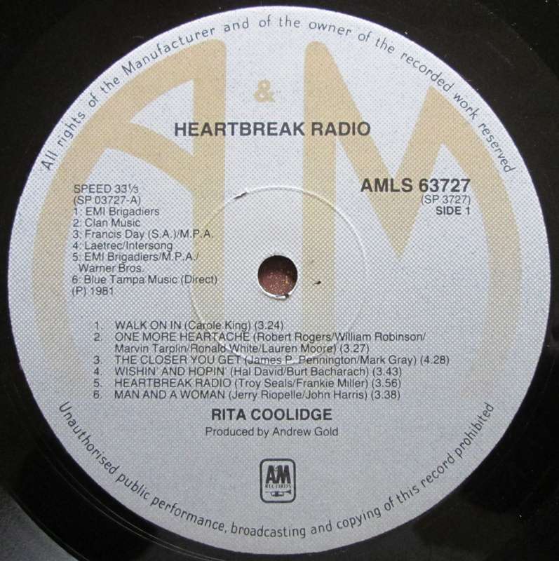 RITA COOLIDGE - HEARTBREAK RADIO  (LP/VINYL)