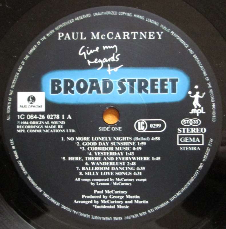 PAUL McCARTNEY - GIVE MY REGARDS TO BROAD STREET (LP/VINYL)