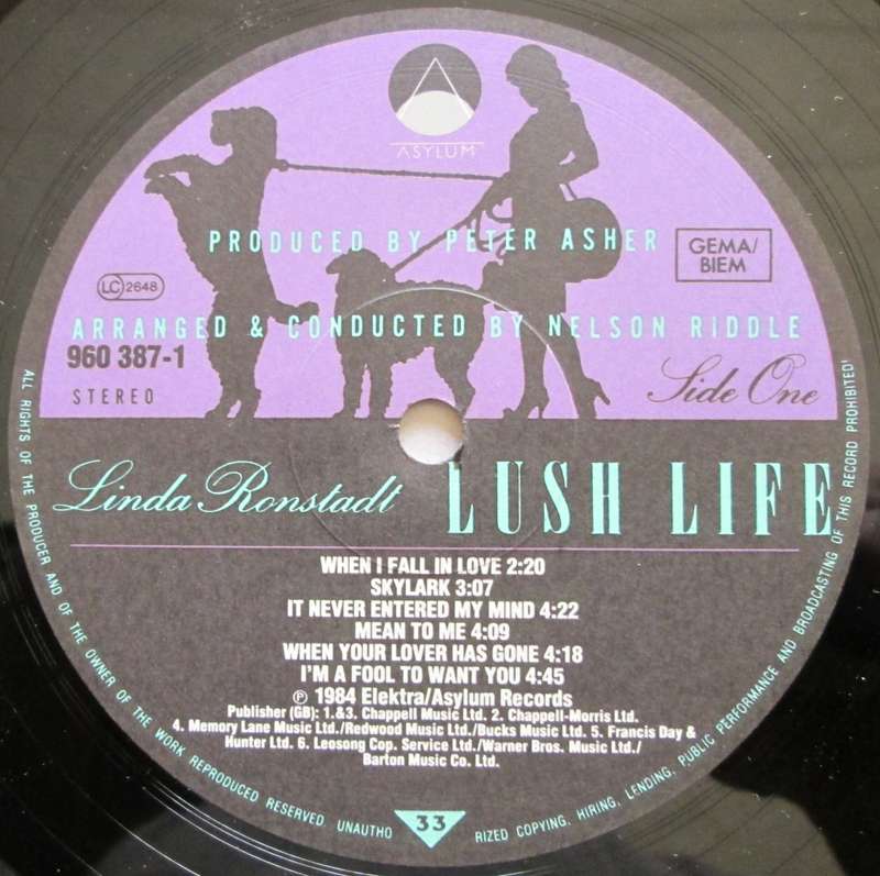 LINDA RONSTADT - LUSH LIFE  (LP/VINYL)