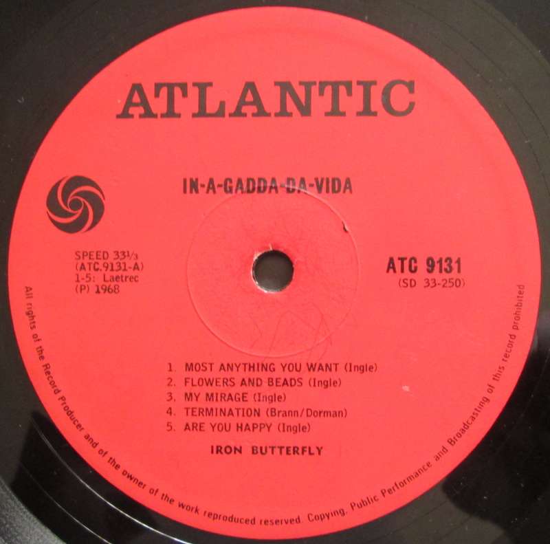 IRON BUTTERFLY - IN-A-GADDA-DA-VIDA   (LP/VINYL)