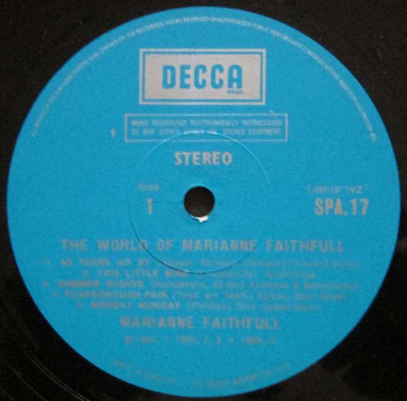 MARIANNE FAITHFULL -  THE WORLD OF MARIANNE FAITHFULL    (LP/VINYL)