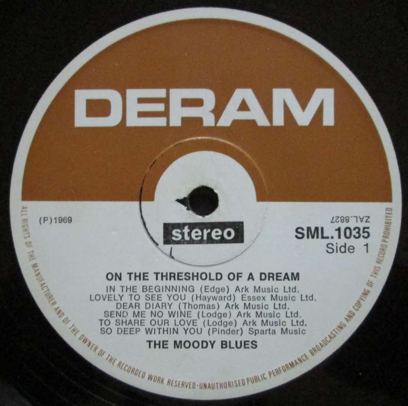 THE MOODY BLUES - ON THE THRESHOLD OF A DREAM    (LP/VINYL)