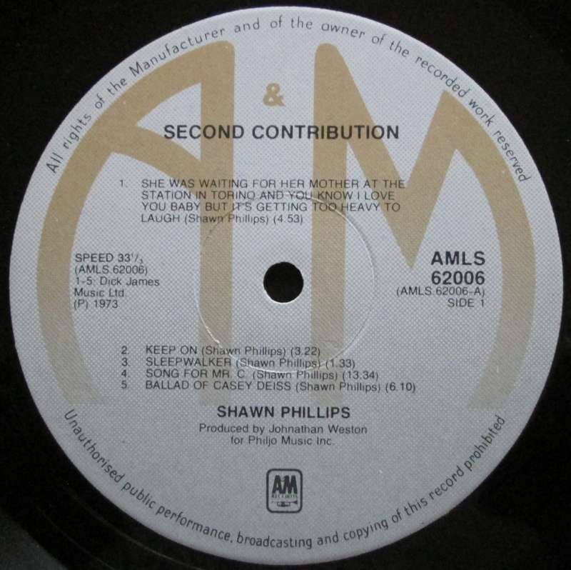 SHAWN PHILLIPS - SECOND CONTRIBUTION    (LP/VINYL)