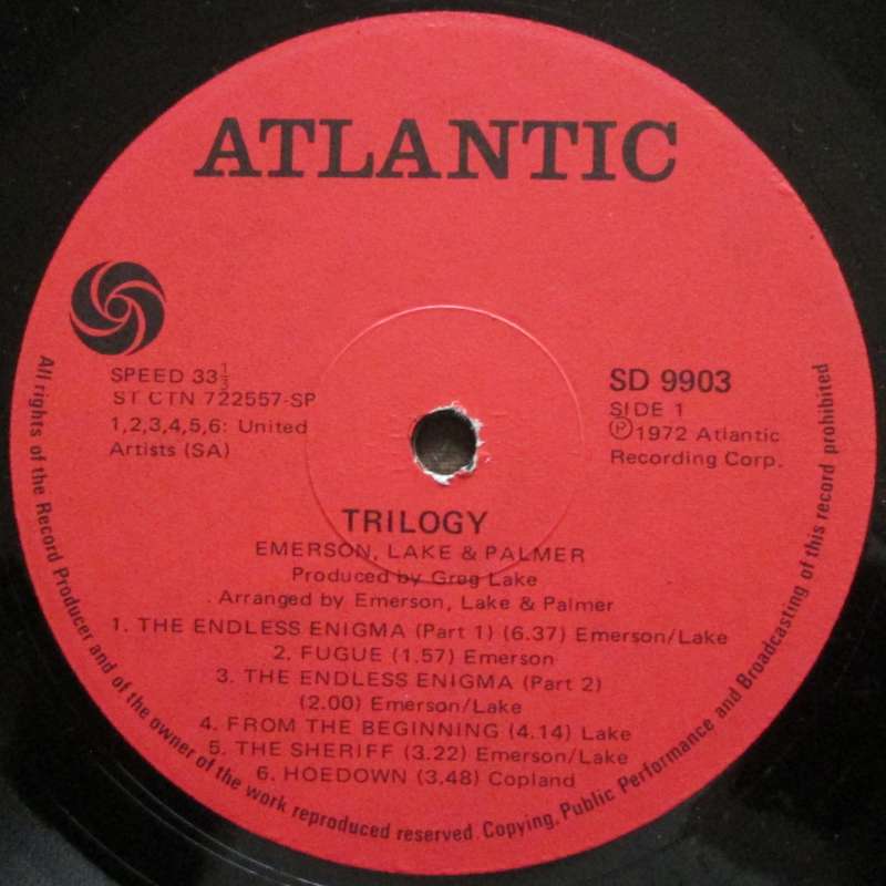 EMERSON LAKE & PALMER - TRILOGY    (LP/VINYL)