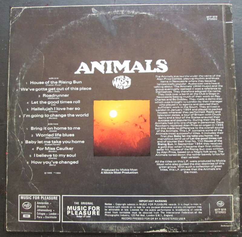 ANIMALS - THE MOST OF ANIMALS   (LP/VINYL)