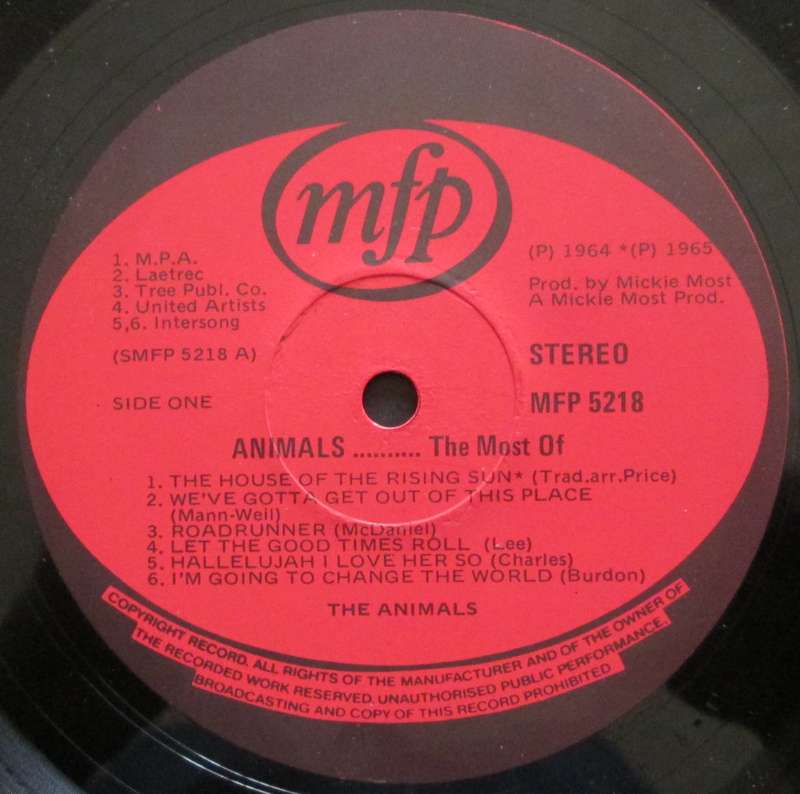 ANIMALS - THE MOST OF ANIMALS   (LP/VINYL)