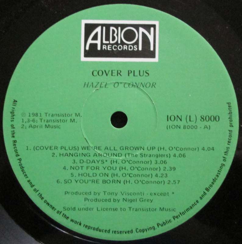 HAZEL OCONNOR - COVER PLUS   (LP/VINYL)