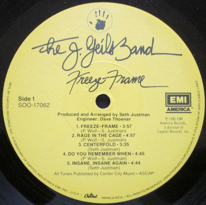 THE J. GEILS BAND - FREEZE FRAME   (LP/VINYL)