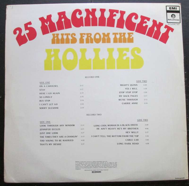 THE HOLLIES - 25 MAGNIFICENT HITS FROM THE HOLLIES (2xLP/VINYL)
