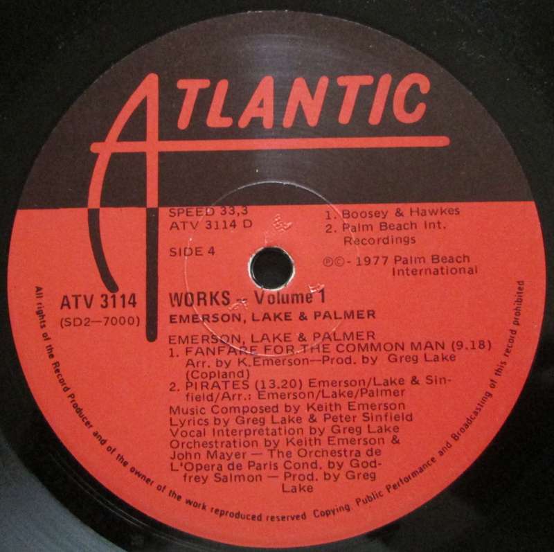 EMERSON LAKE & PALMER - WORKS VOL.1 (2xLP/VINYL)