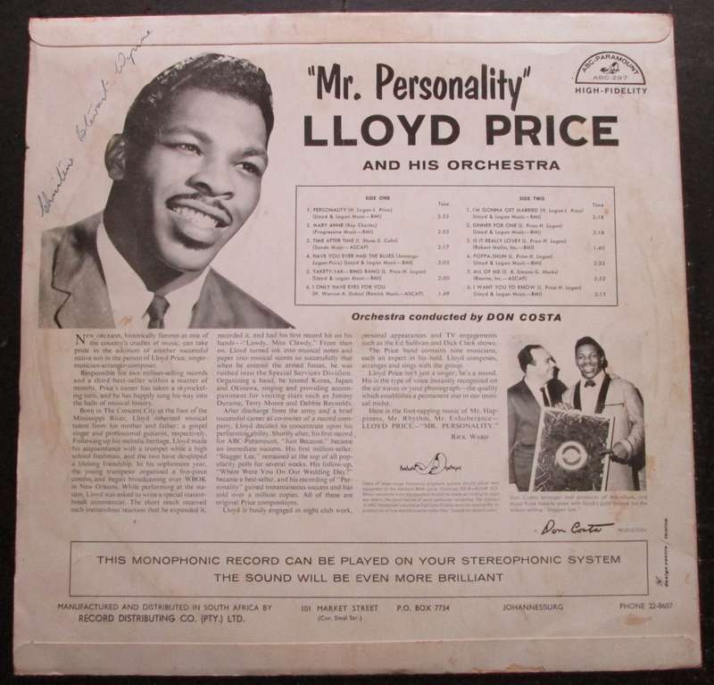 LLOYD PRICE - Mr. PERSONALITY  (LP/VINYL)