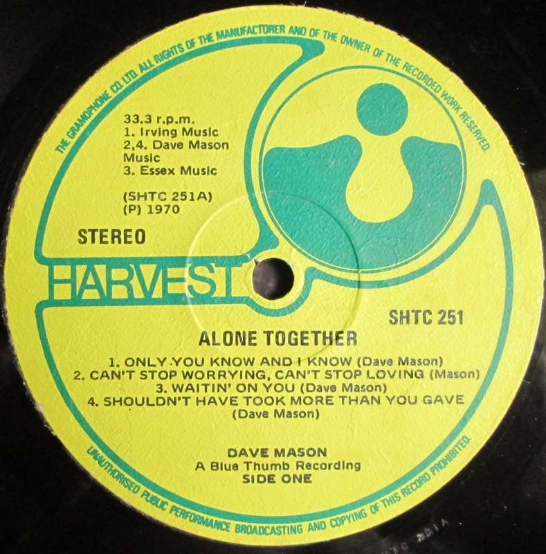 DAVE MASON - ALONE TOGETHER  (LP/VINYL)