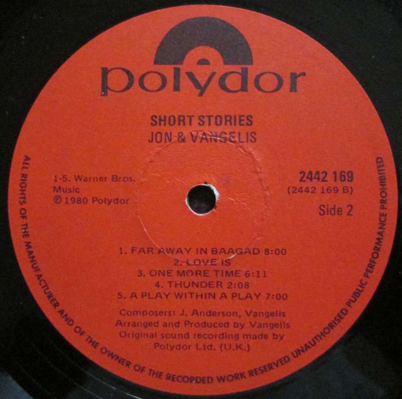 JON & VANGELIS - SHORT STORIES   (LP/VINYL)