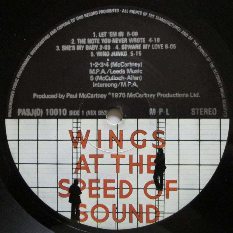 WINGS - WINGS AT THE SPEED OF SOUND   (LP/VINYL)