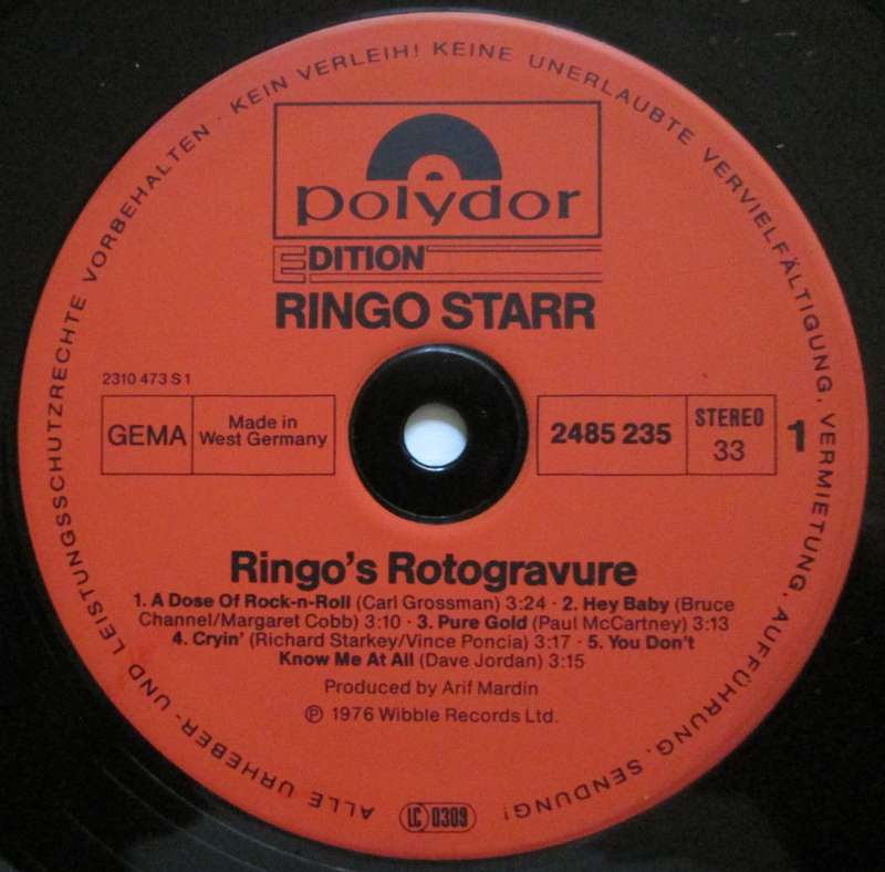RINGO STARR - RINGOS ROTOGRAVURE (LP/VINYL)