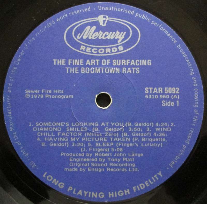 THE BOOMTOWN RATS - THE FINE ART OF SURFACING   (LP/VINYL)