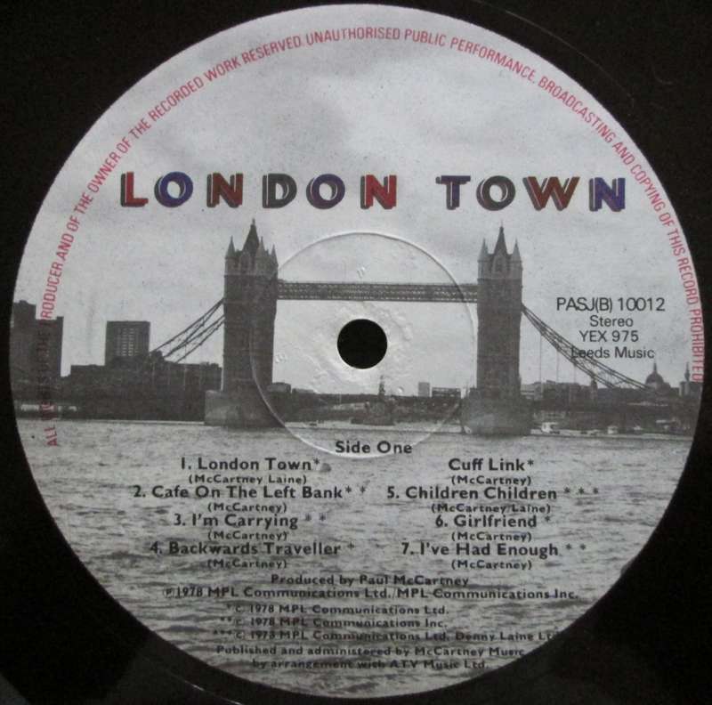 WINGS - LONDON TOWN  (LP/VINYL)