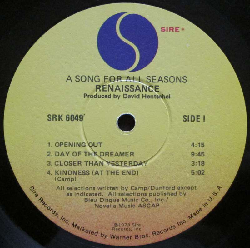 RENAISSANCE - A SONG FOR ALL SEASONS    (LP/VINYL)