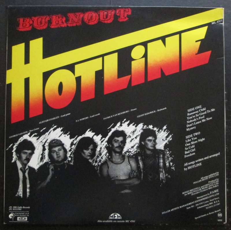 HOTLINE - BURNOUT  (LP/VINYL)